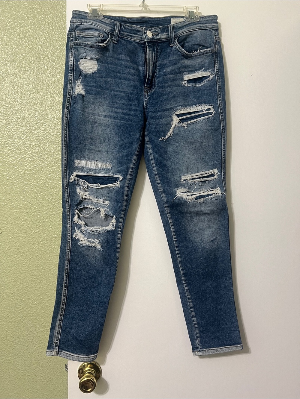 Ripped Dark Blue Skinny Jeans for Women — Stretch Denim